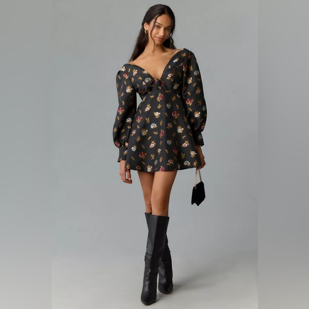 Maeve Black Floral Mini Dress